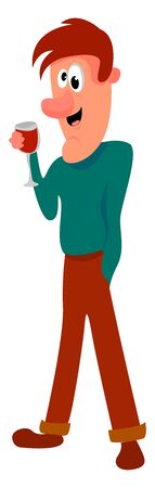 Drunk man, illustration, vector on white background.のイラスト素材