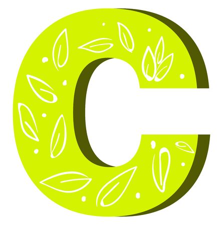 Letter C, illustration, vector on white background.のイラスト素材