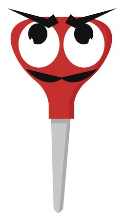 Angry scissors, illustration, vector on white background.のイラスト素材