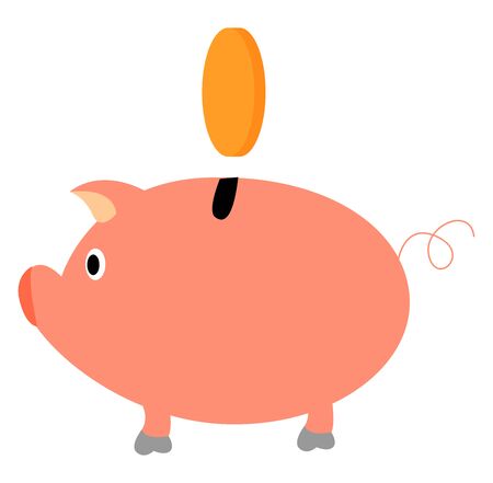 Piggy bank, illustration, vector on white background.のイラスト素材