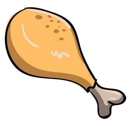 Chicken leg, illustration, vector on white background.のイラスト素材