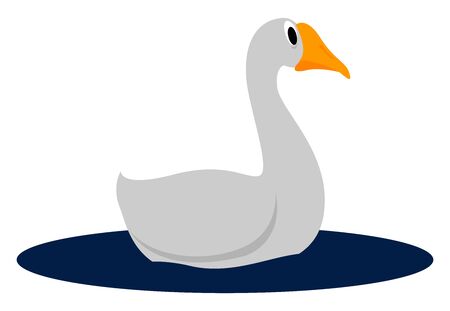 Goose in water, illustration, vector on white background.のイラスト素材