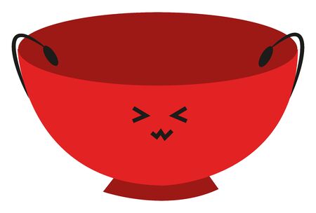 Red bowl, illustration, vector on white background.のイラスト素材