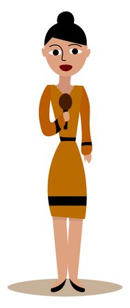 Journalist woman, illustration, vector on white background.のイラスト素材