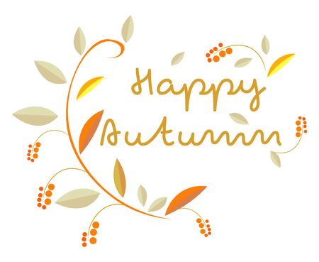 Happy autumn, illustration, vector on white background.のイラスト素材