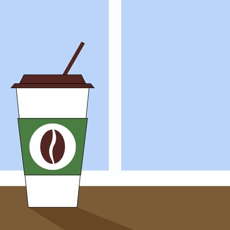 Coffee to go, illustration, vector on white background.のイラスト素材