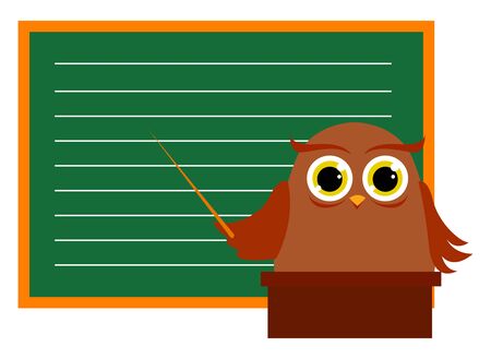 Owl teaching, illustration, vector on white background.のイラスト素材
