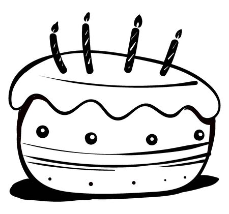 Cake drawing, illustration, vector on white background.のイラスト素材