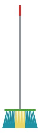 Broom, illustration, vector on white background.のイラスト素材