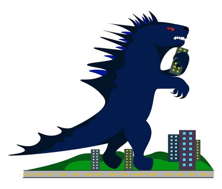 Godzilla, illustration, vector on white background.のイラスト素材