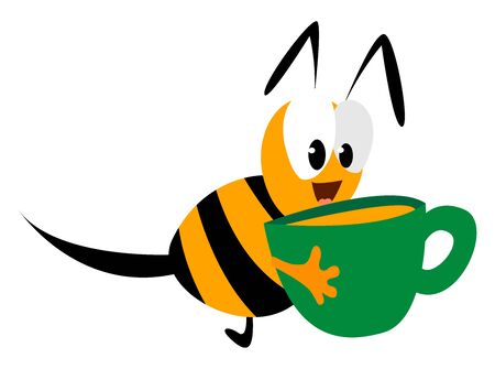 Cup with honey, illustration, vector on white background.のイラスト素材