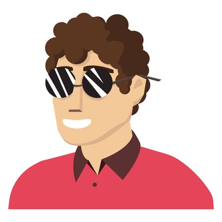 Man with glasses, illustration, vector on white background.のイラスト素材