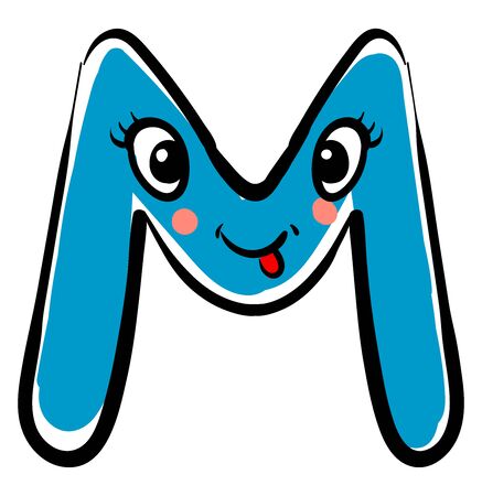 Letter M, illustration, vector on white background.のイラスト素材