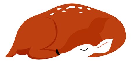 Sleeping fawn, illustration, vector on white background.のイラスト素材
