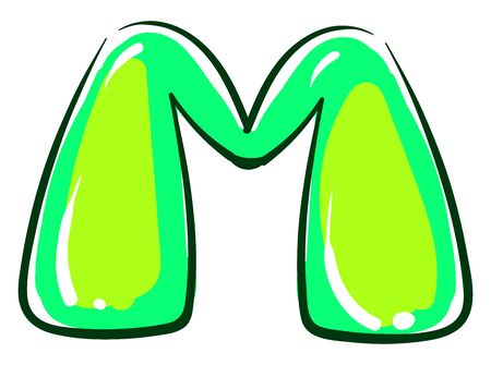 Letter M, illustration, vector on white background.のイラスト素材
