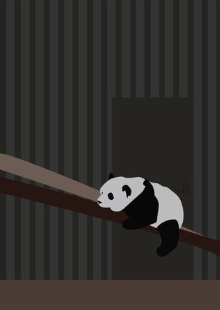 Panda sleeping, illustration, vector on white background.のイラスト素材