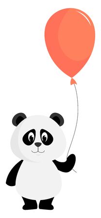 Panda with balloon, illustration, vector on white background.のイラスト素材