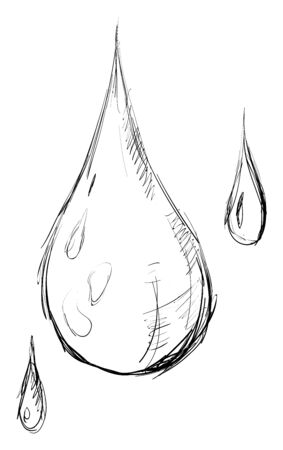 Water drop drawing, illustration, vector on white background.のイラスト素材