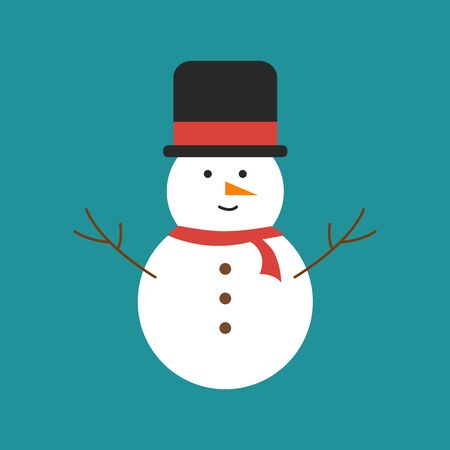 Snowman with hat, illustration, vector on white background.のイラスト素材
