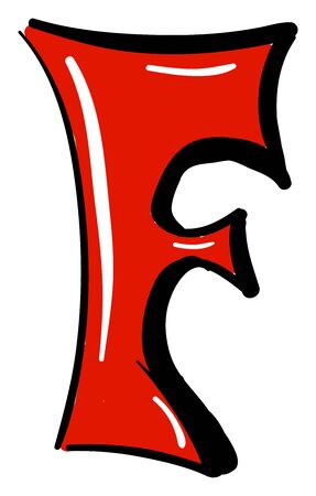 Letter F, illustration, vector on white background.のイラスト素材