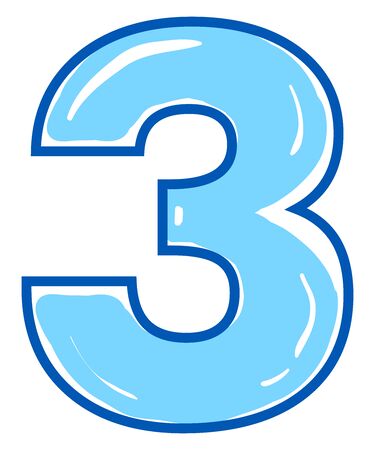 Number 3, illustration, vector on white background.のイラスト素材