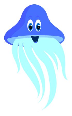 Blue jellyfish, illustration, vector on white background.のイラスト素材