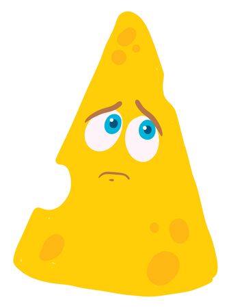 Sad cheese, illustration, vector on white background.のイラスト素材