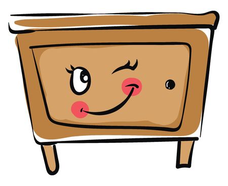 Cute bedside table, illustration, vector on white background.のイラスト素材