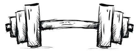 Barbell sketch, illustration, vector on white background.のイラスト素材