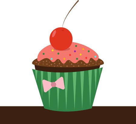 Cupcake, illustration, vector on white background.のイラスト素材