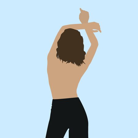 Girls back, illustration, vector on white background.のイラスト素材