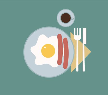 Breakfast, illustration, vector on white background.のイラスト素材