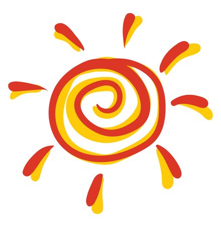 Sun drawing, illustration, vector on white background.のイラスト素材