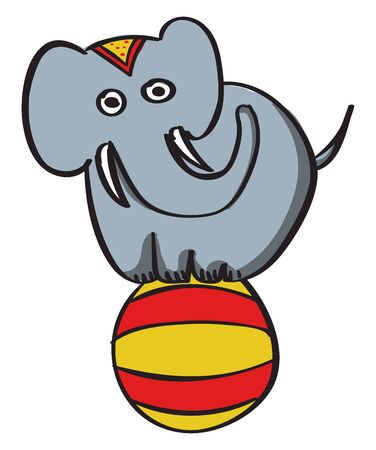 Elephant with ball, illustration, vector on white background.のイラスト素材