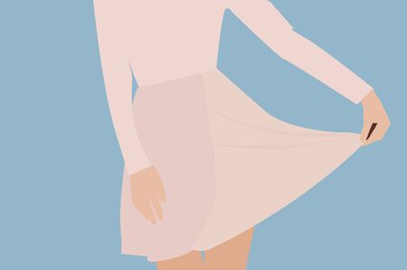 Girl in pink skirt, illustration, vector on white background.のイラスト素材