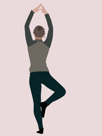 Doing yoga, illustration, vector on white background.のイラスト素材