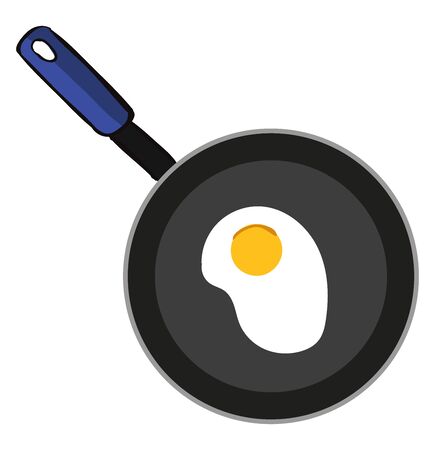 Egg in pan, illustration, vector on white background.のイラスト素材