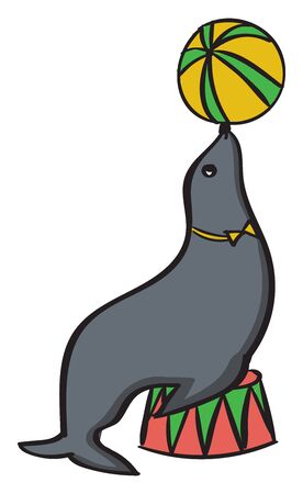 Circus seal, illustration, vector on white background.のイラスト素材
