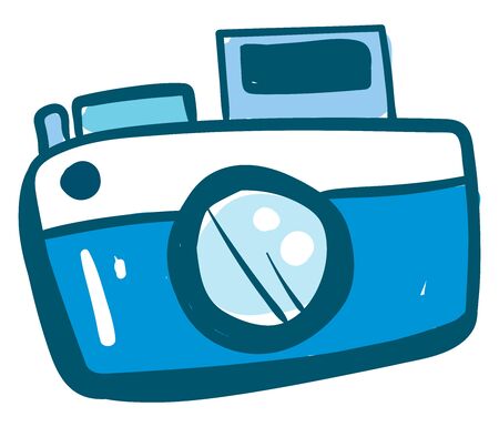 Blue camera, illustration, vector on white background.のイラスト素材