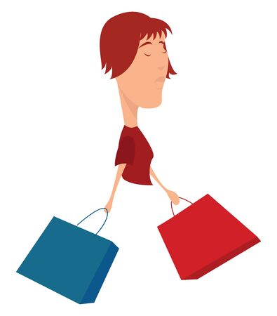Shopping, illustration, vector on white background.のイラスト素材