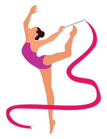 Rhythmic gymnastics, illustration, vector on white background.のイラスト素材