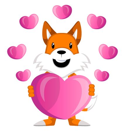 Fox in love, illustration, vector on white background.のイラスト素材