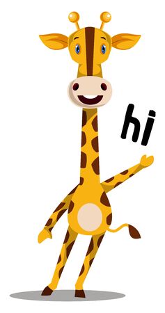 Giraffe saying hi, illustration, vector on white background.のイラスト素材