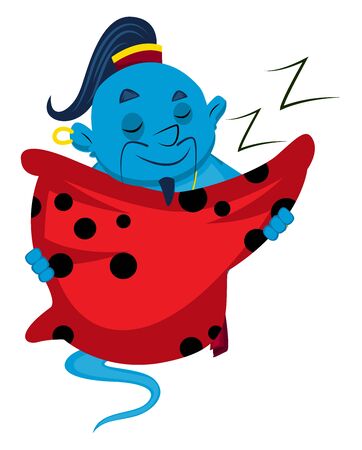 Genie sleeping, illustration, vector on white background.のイラスト素材