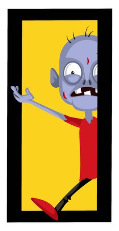 Zombie at the door, illustration, vector on white background.のイラスト素材