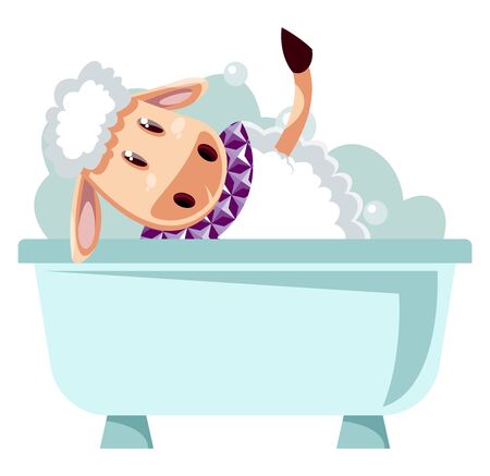 Sheep bathing, illustration, vector on white background.のイラスト素材