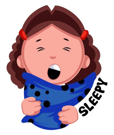 Sleepy girl, illustration, vector on white background.のイラスト素材