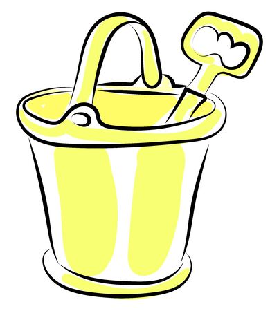 Sand bucket and shovel, illustration, vector on white background.のイラスト素材