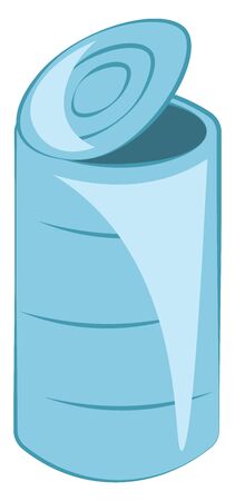 A tin can with its lid open, vector, color drawing or illustration.
