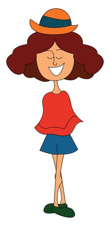 Girl with red hair, illustration, vector on white background.のイラスト素材